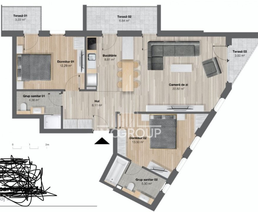 View unic Apartament modern de 3 camere, situat la 2 minute de Iulius Mall