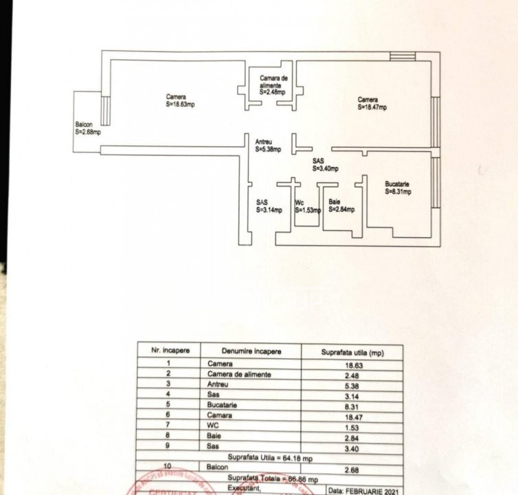 De vanzare apartament 2 camere zona Horea Gara 