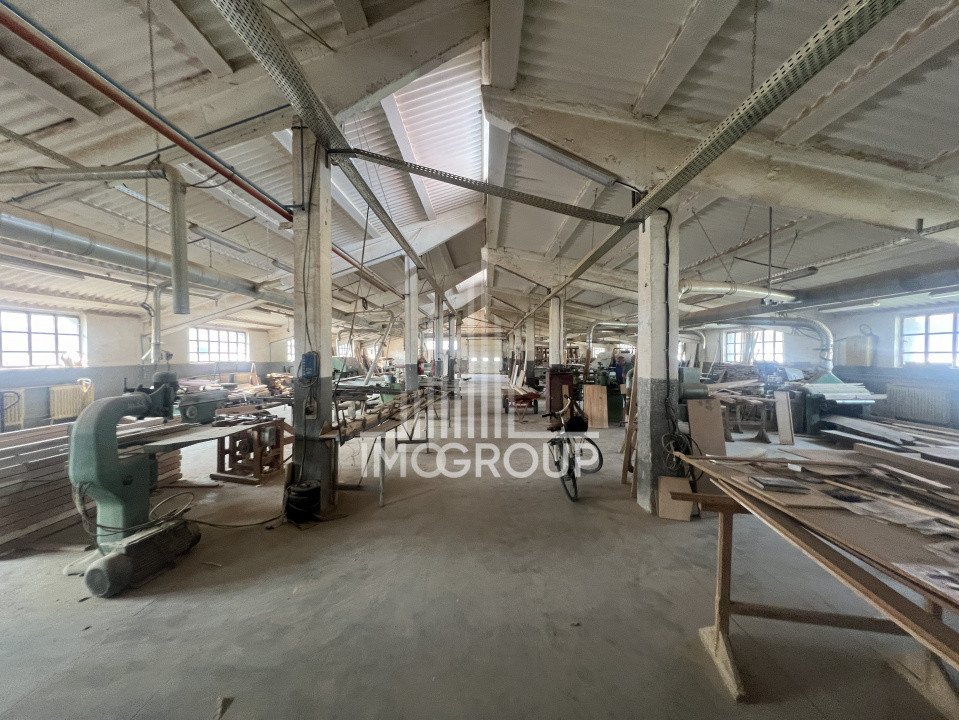 Hală producție 1600 mp – fostă tâmplărie lemn, utilată, exaustare + centrală 
