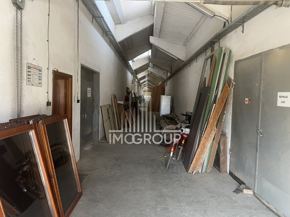 Hală producție 1600 mp – fostă tâmplărie lemn, utilată, exaustare + centrală 