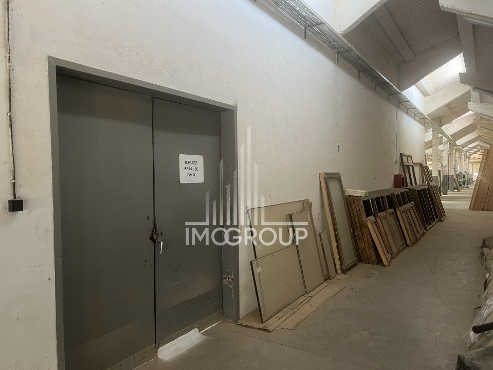 Hală producție 1600 mp – fostă tâmplărie lemn, utilată, exaustare + centrală 