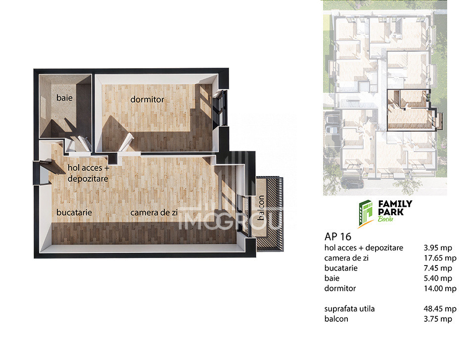 Apartament bloc nou cu 2 camere de vânzare Baciu  