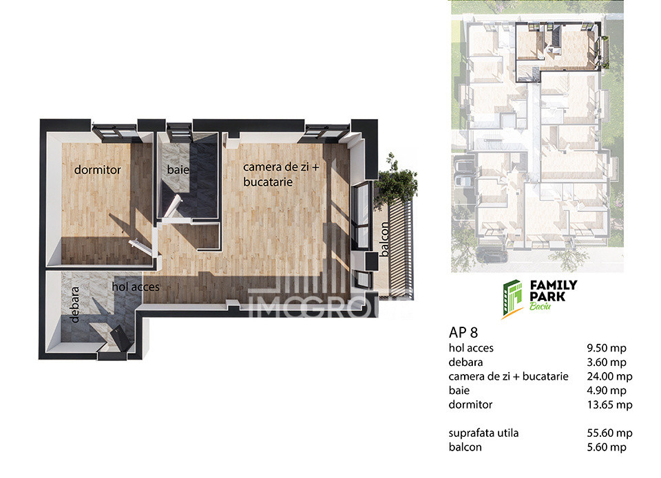 Apartament bloc nou cu 2 camere de vânzare Baciu  